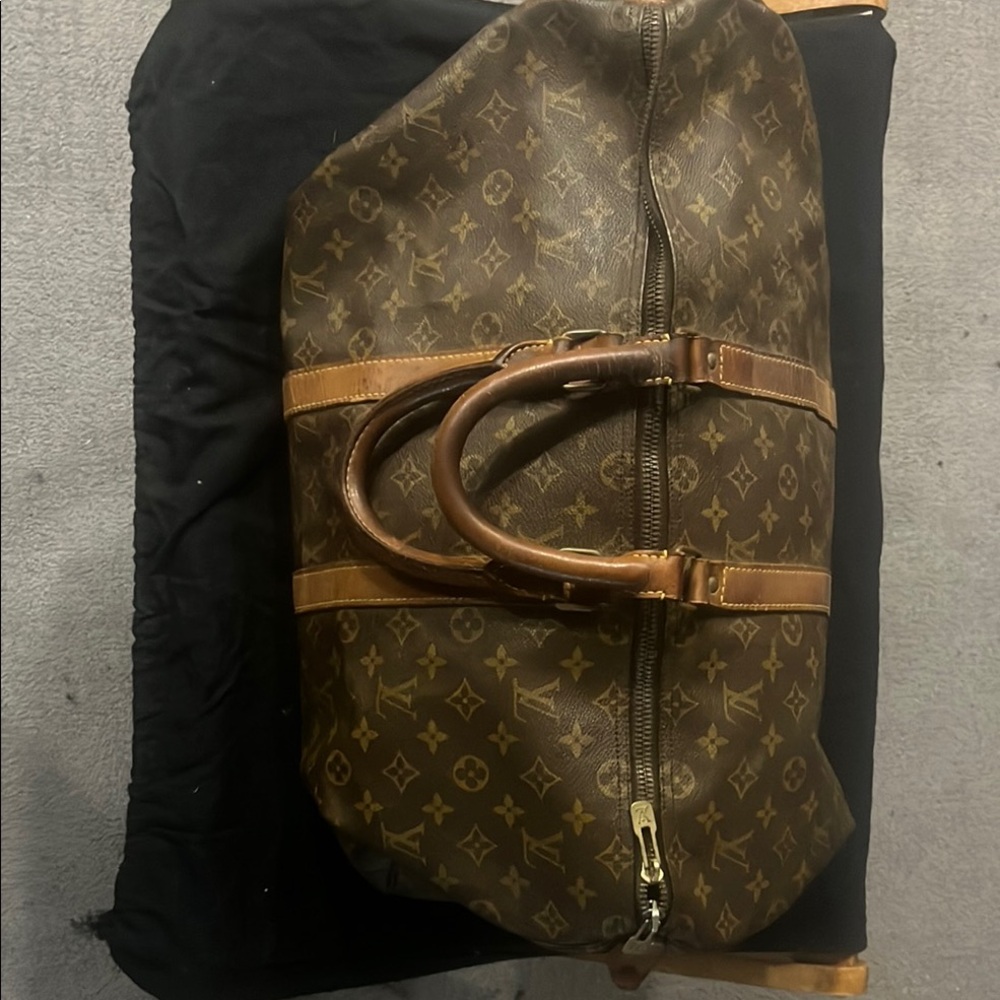 Louis Vuitton Brown Monogram Duffel Bag with Leather Trim